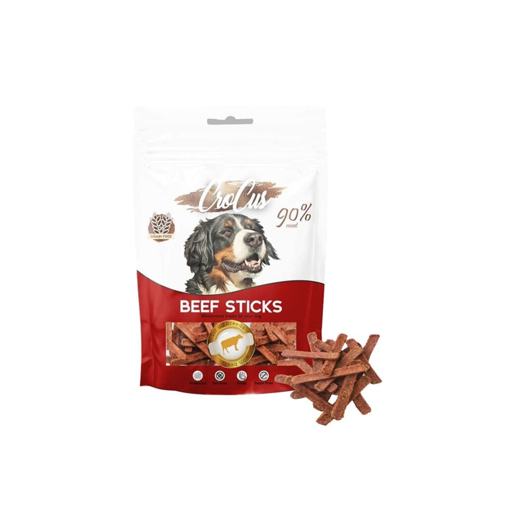 CROCUS Beef Sticks Treats For Dog Grain Free 80g EgyPuppy Pet Shop Online